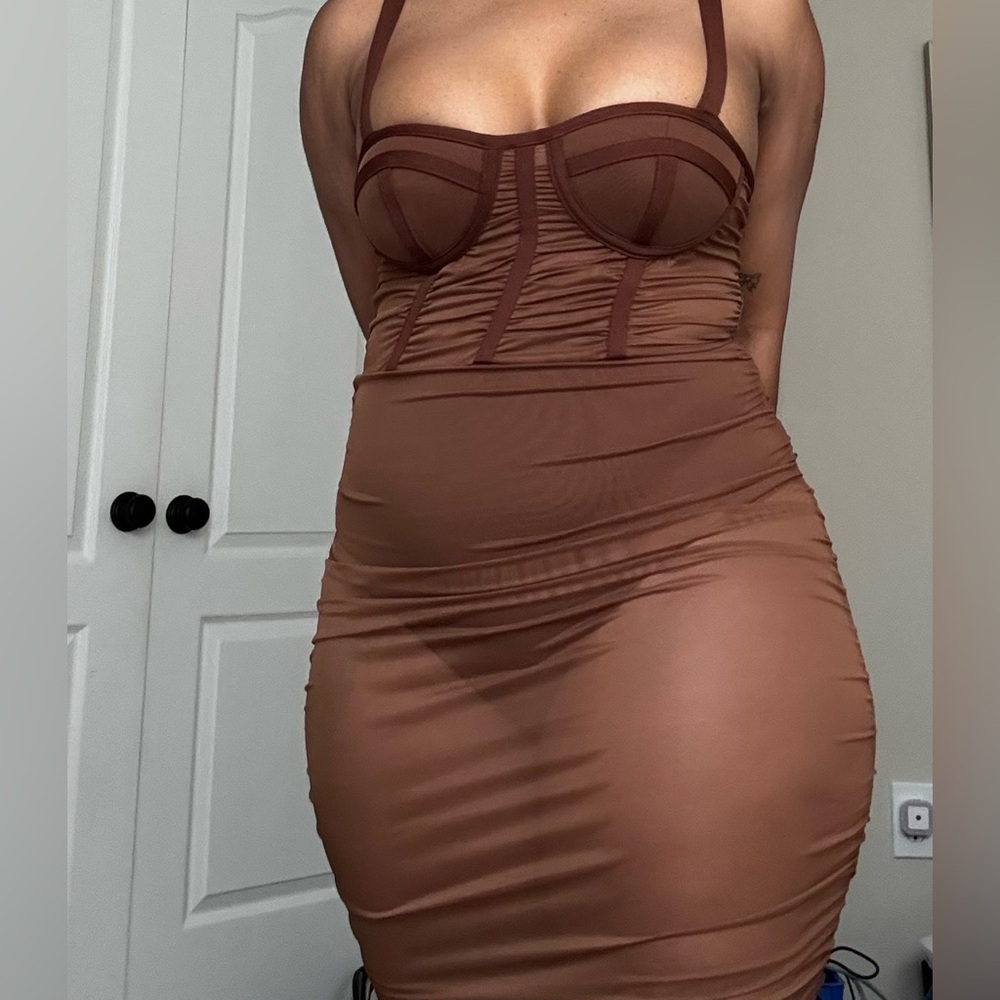 Fashion Nova Chocolate Striped Bustier